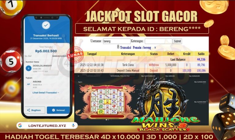 SLOT MAHJONG WINS3 BLACK SCATTER  – LONTEJITU 22 DESEMBER 2025